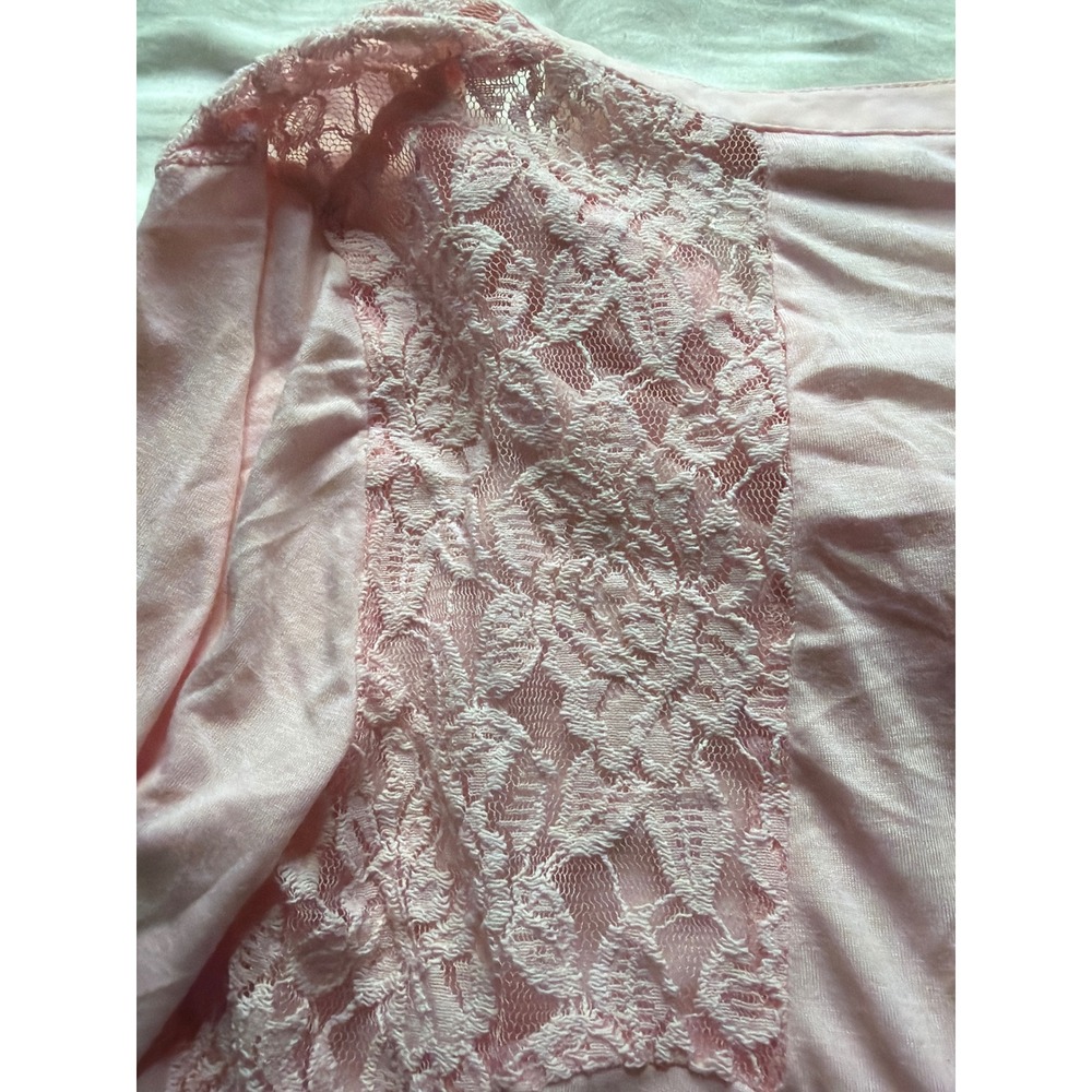 Candies Womens Pink Lace Back Roll Tab Sleeve High Low Button Front Blouse Large - Picture 4 of 5